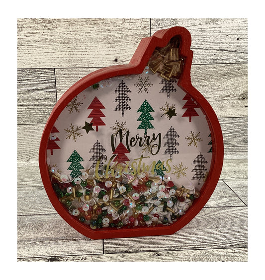 AGD Christmas Decor -  Ornament Trees Chunky Wood Snow Shaker