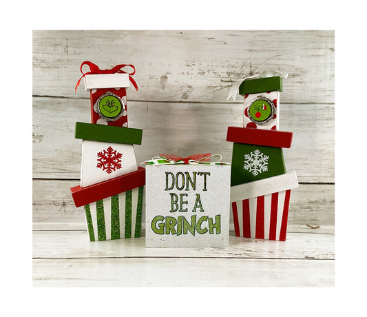AGD Christmas Decor - Whimsy Red Green Stacking Gifts 3pc