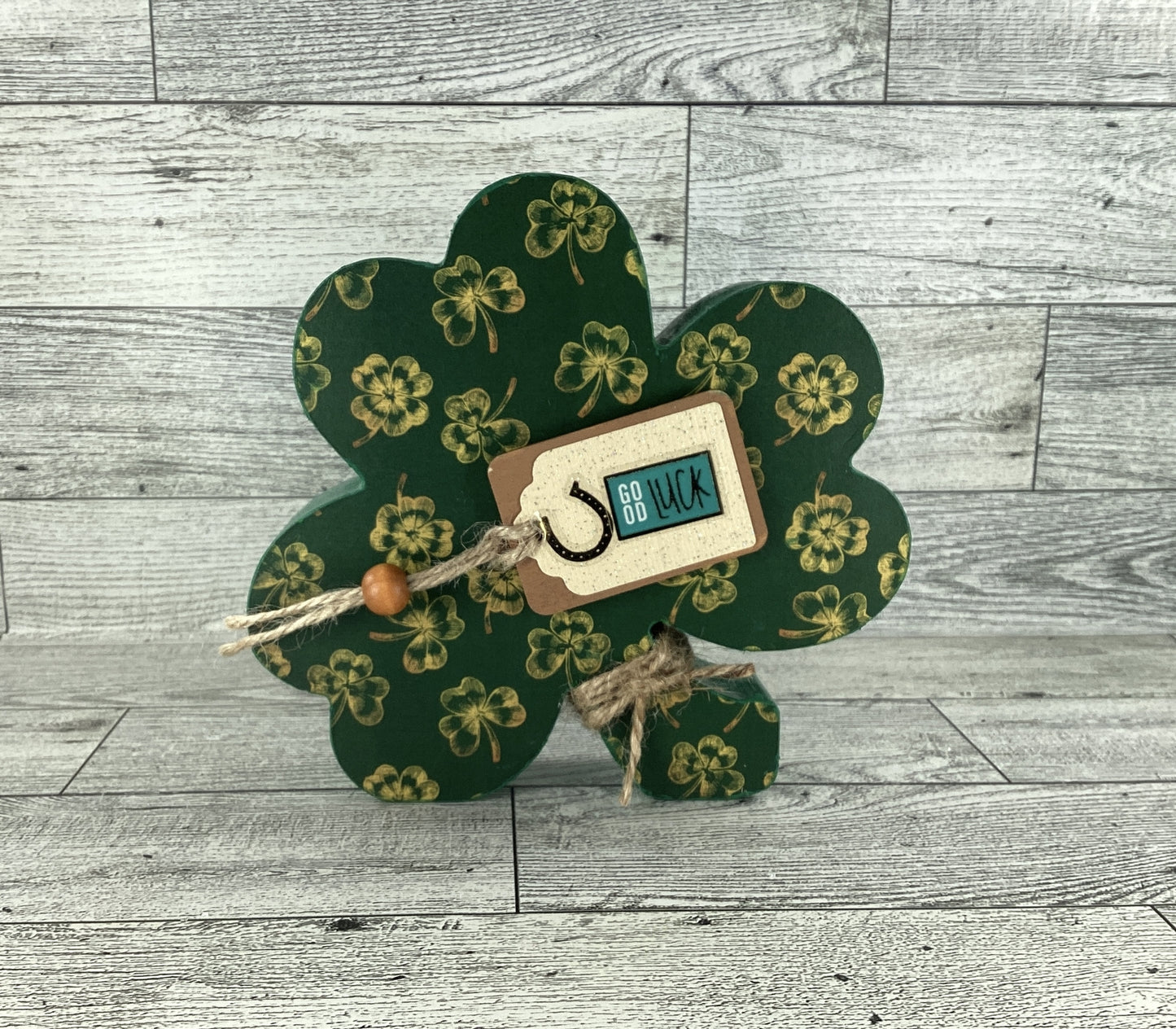 AGD Saint Patrick Decor - Chunky Wood Shamrock Sitter 3pc Set