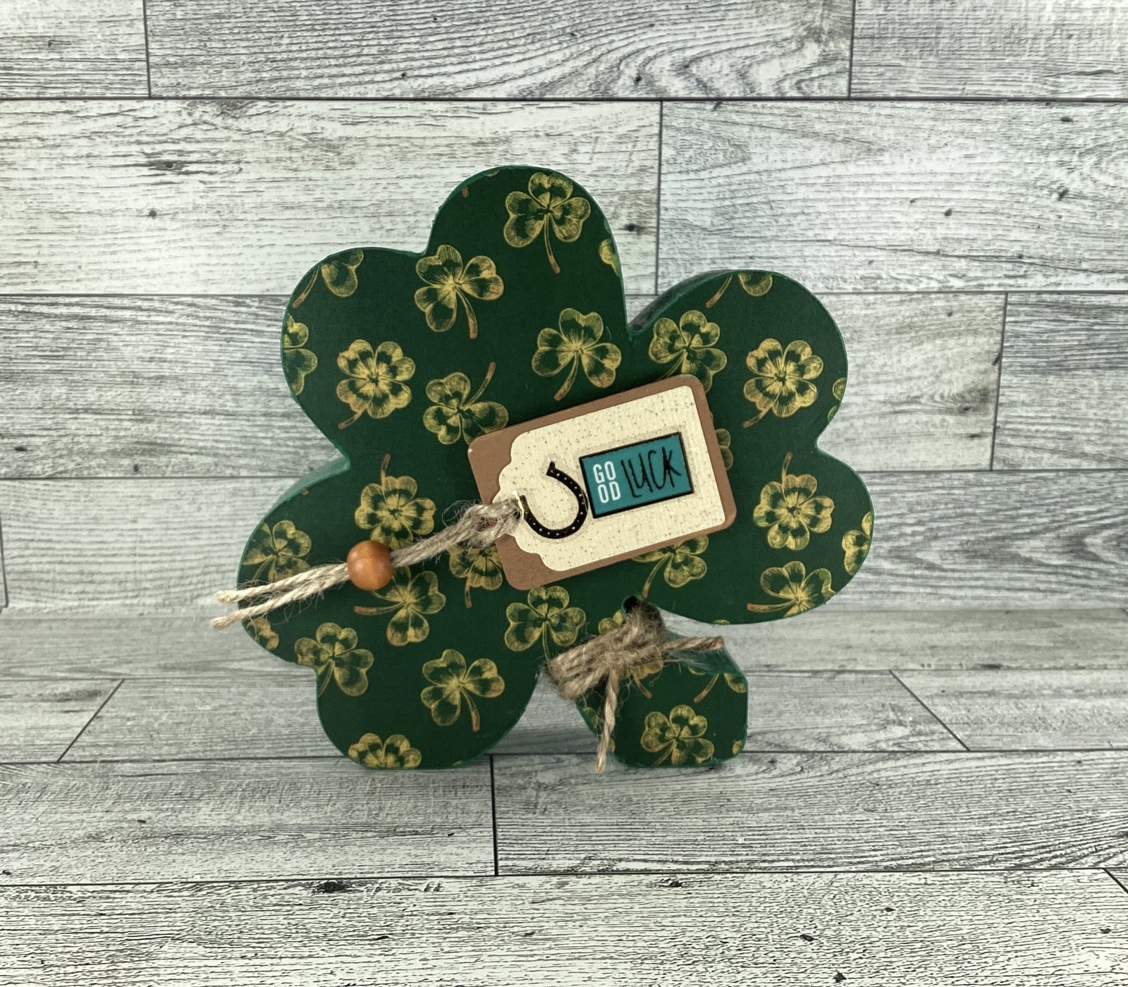 AGD Saint Patrick Decor - Chunky Wood Shamrock Sitter 3pc Set
