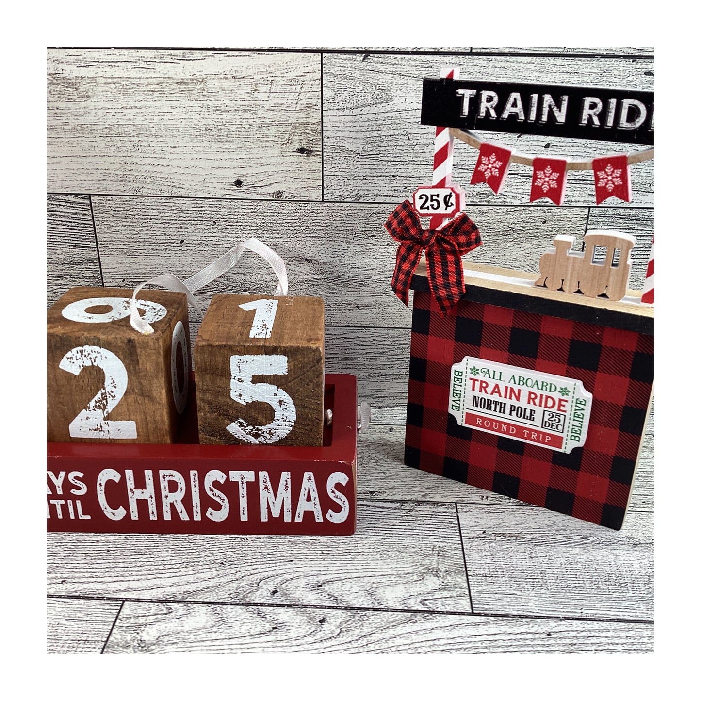 AGD Christmas Decor - Shaker Jar Countdown Calendar Booth Tier Tray 3pc Set