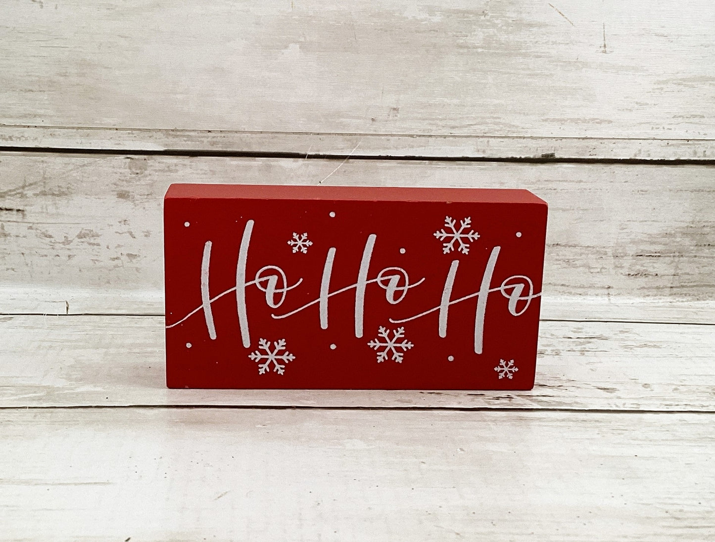 Christmas Decor - Chunky Wood Santa Ho Ho Ho Sitter Tier Tray
