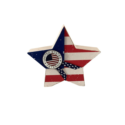 AGD Patriotic Decor - United States Veteran Chunky Wood Star Sitter