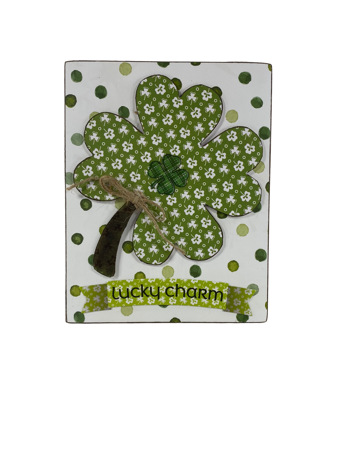 AGD St Patricks Decor -St Patricks Decor - Lucky Charm Block Sign