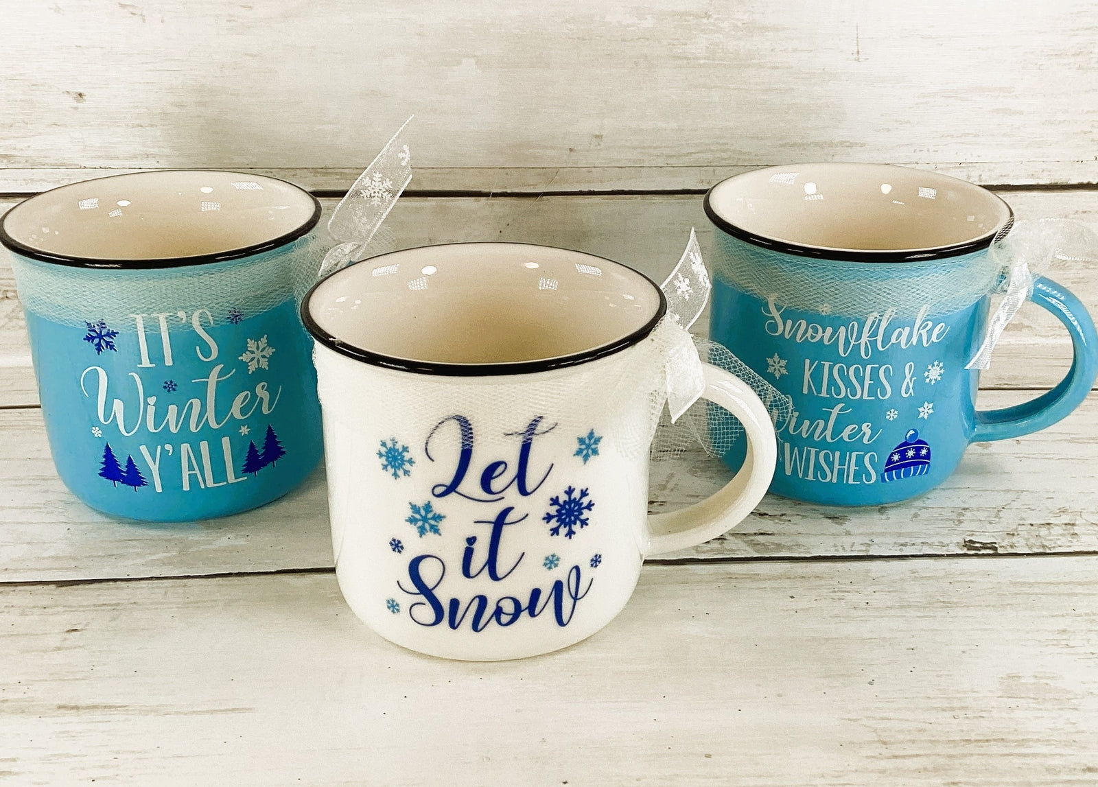 AGD Christmas Decor - Winter Snow Theme Espresso Cup Shaker 3pc Set