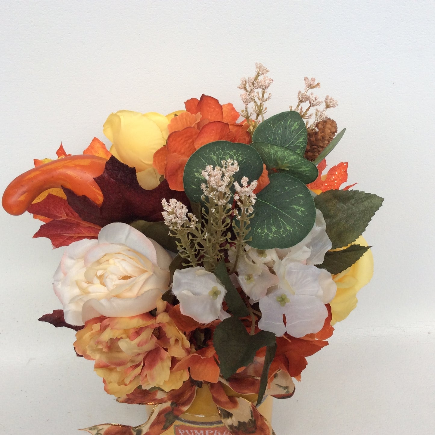 AGD Fall Decor - Pumpkin Spice Milk Can Filled Artificial Floral Display