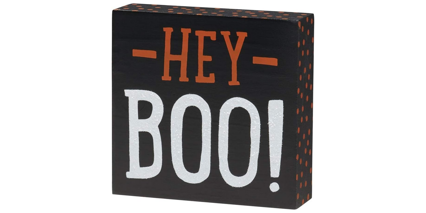 Collins Painting Halloween Decor - Hey Boo! Black Block Sign