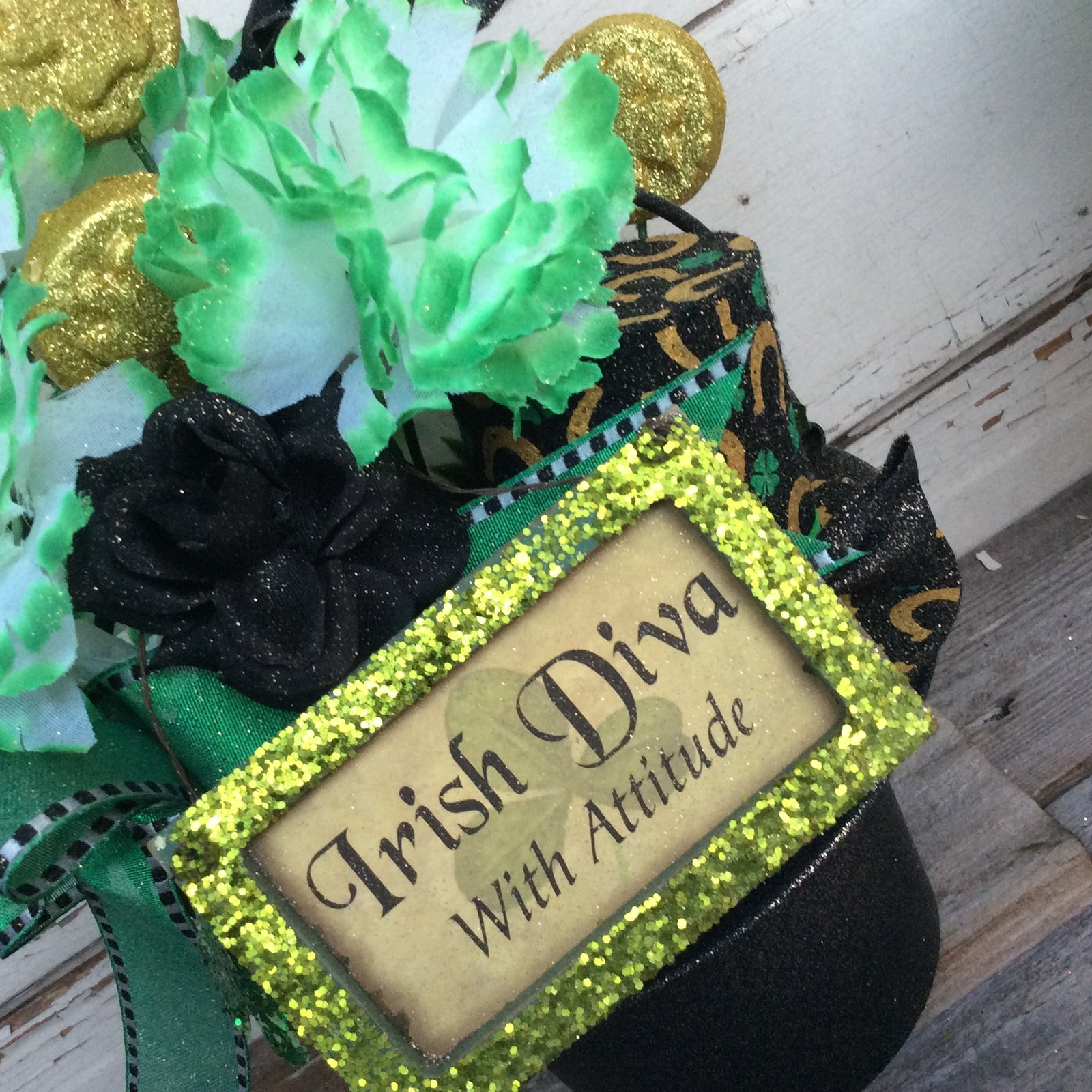 AGD Saint Patrick's Decor  – Irish Diva With Attitude Top-hat Centerpiece