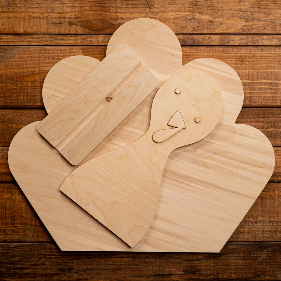 Unfinished Wood Craft Supply - Flat Wood Wreath Base with Slats