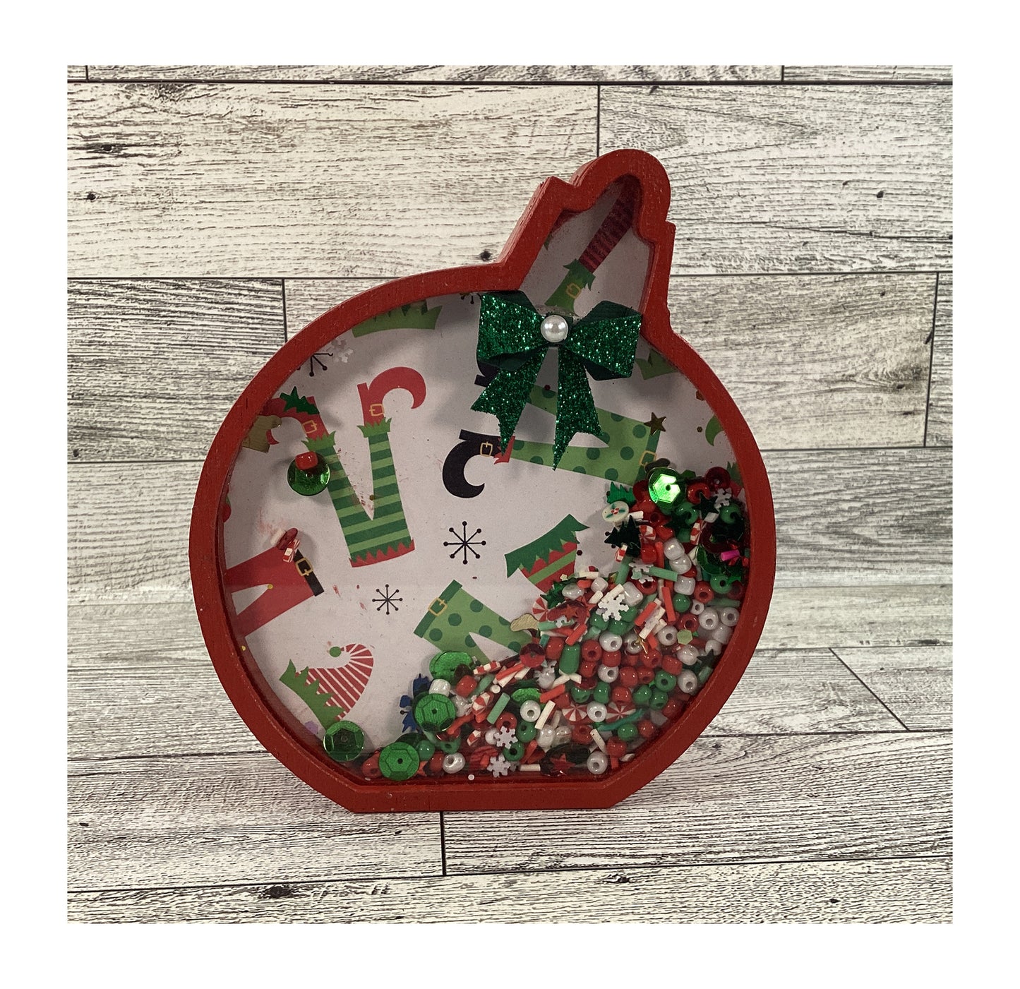 AGD Christmas Decor - Ornament Elf Elves Legs Chunky Wood Snow Shaker