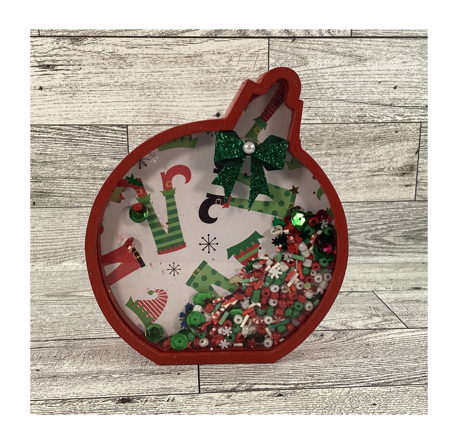 AGD Christmas Decor - Ornament Elf Elves Legs Chunky Wood Snow Shaker