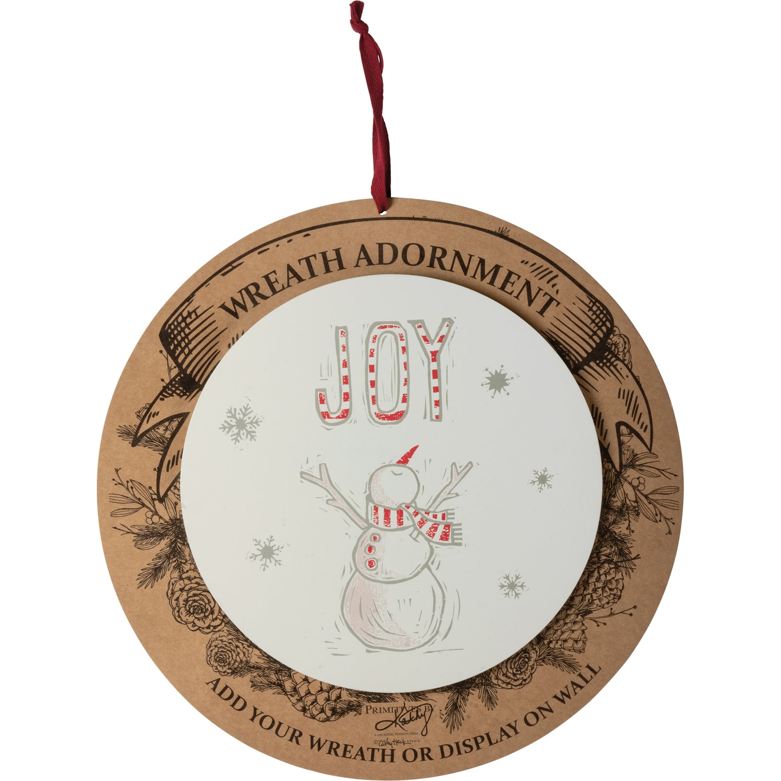 PBK Christmas Decor - Snowman JOY Wreath Insert Sign