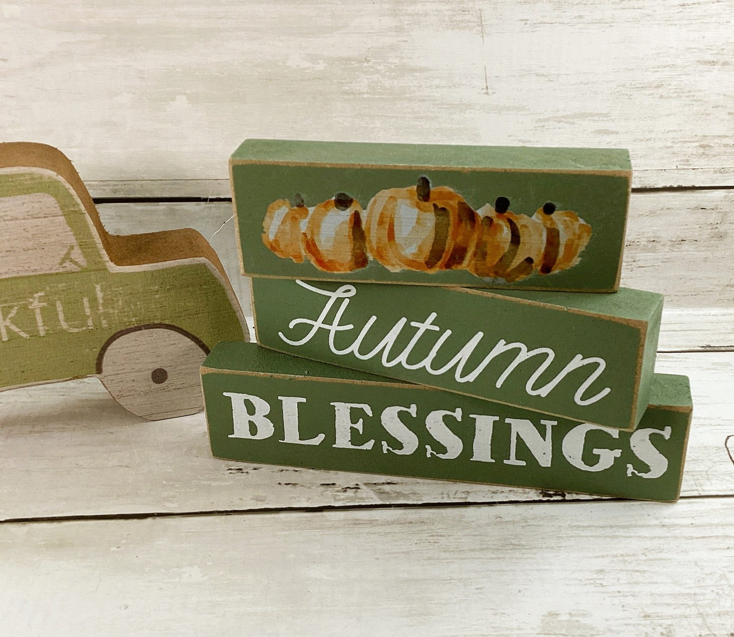 CWI Fall Decor - Water Color Pumpkin Signs and Truck 4pc Set