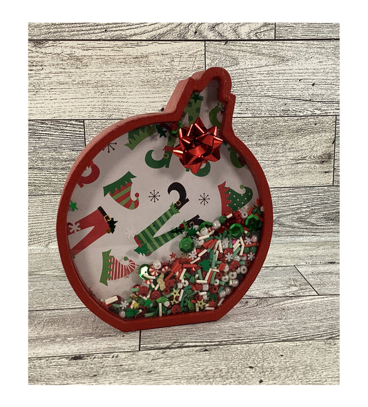 AGD Christmas Decor - Ornament Elf Elves Legs Chunky Wood Snow Shaker