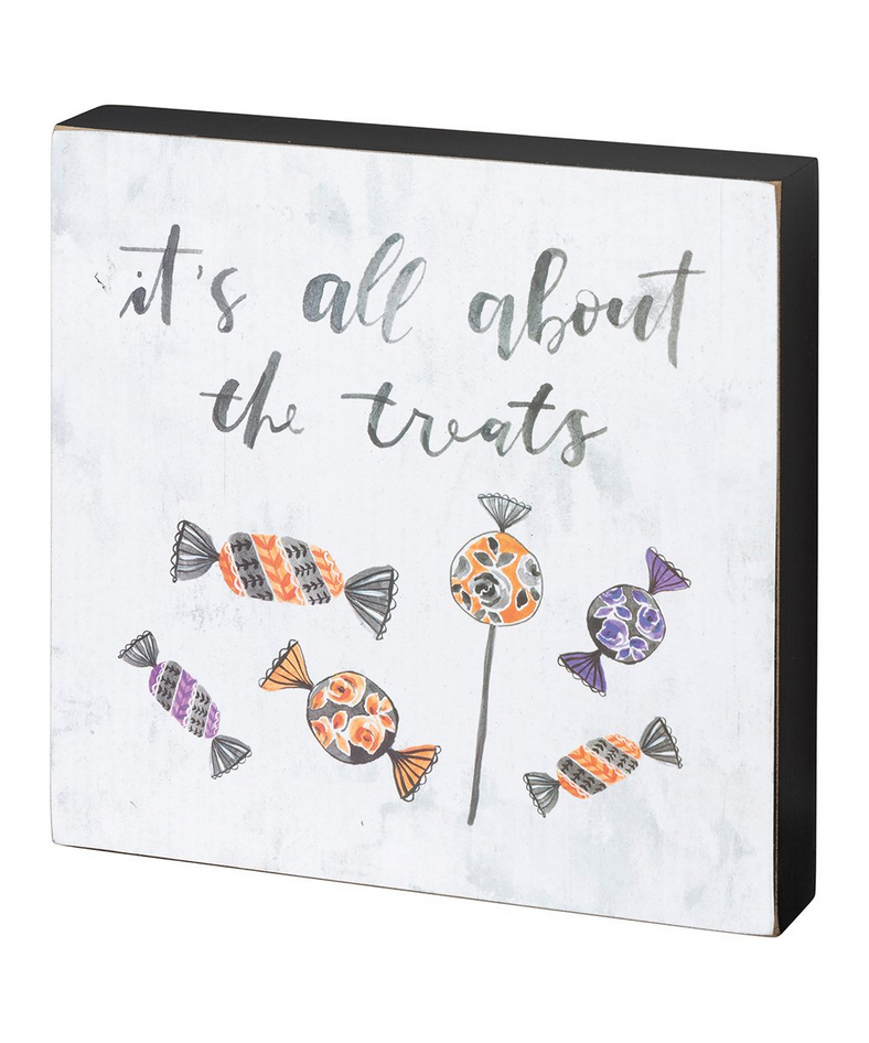 PBK Halloween Decor - Its All About The Treats Block Sign