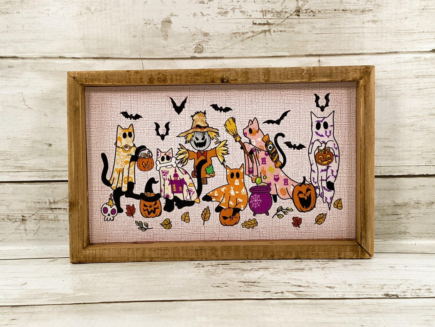 AGD Halloween Decor - Pastel Glam Ghost Kitty Cats Box Sign