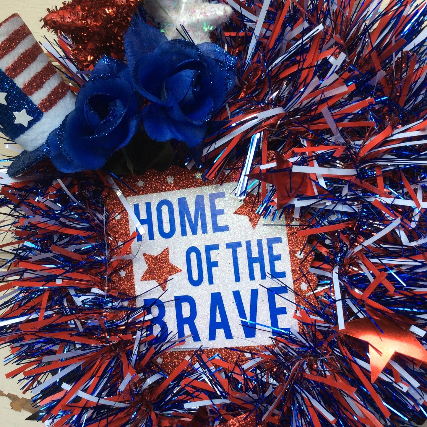 AGD Patriotic Decor - Home of the Brave Ribbon Memorial Wreath