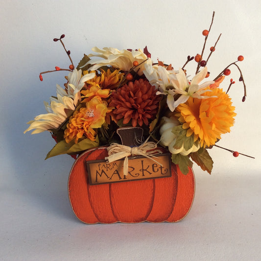 AGD Fall Decor-Harvest Thanksgiving Pumpkin Reversible Artificial Floral Display