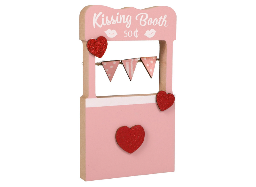 DT Valentines Decor - Small Wood Kissing Booth Tier Tray Decor 2pc Set