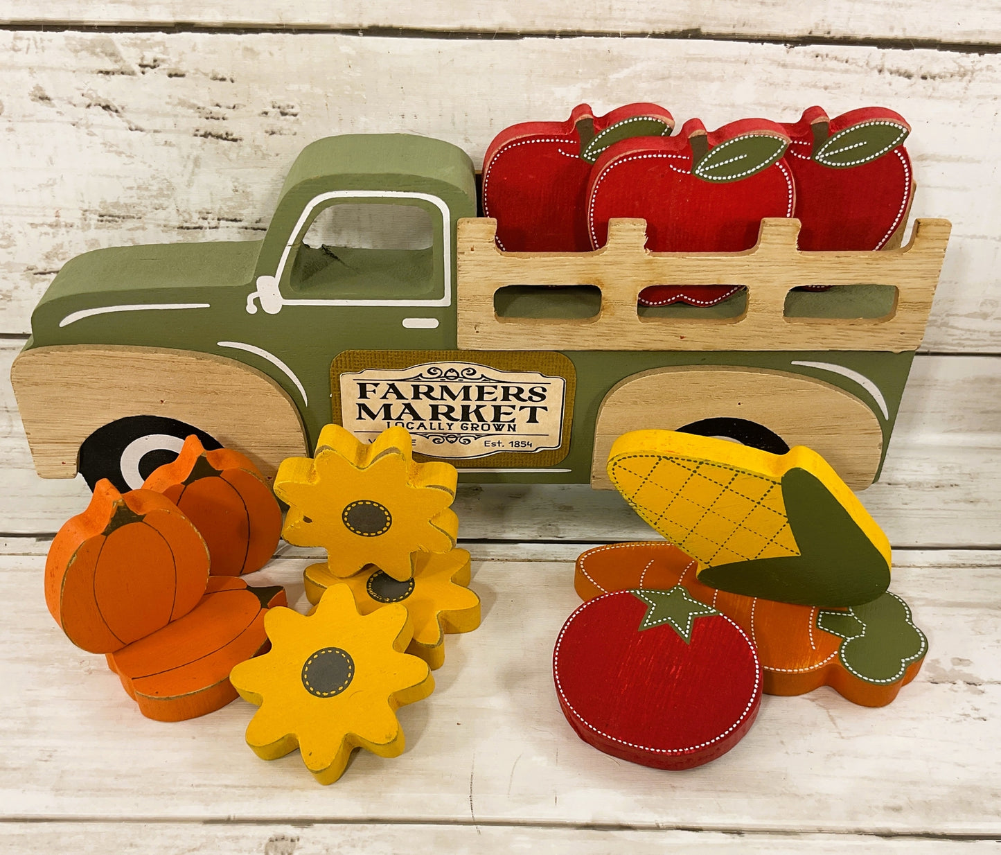 AGD  Fall Decor - Farmers Market Stand Multi Seasons Chunky Wood Truck