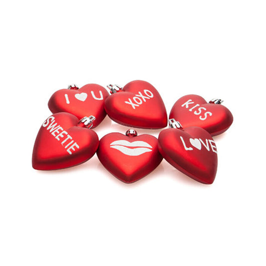 Darice Valentines Decor - Glitter Words on Heart Ornaments 6pc. Set
