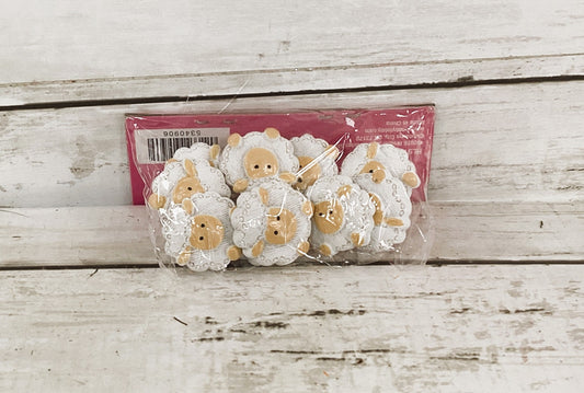 HL Easter Craft Supply - Flat-back Sheep Lamb Resin Stickers 10pc