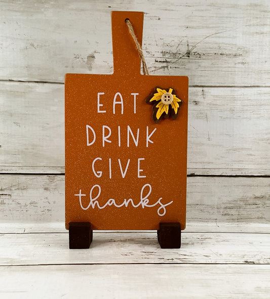 AGD Fall Decor - Eat Drink Give Thanks Happy Fall Small Cutting Board