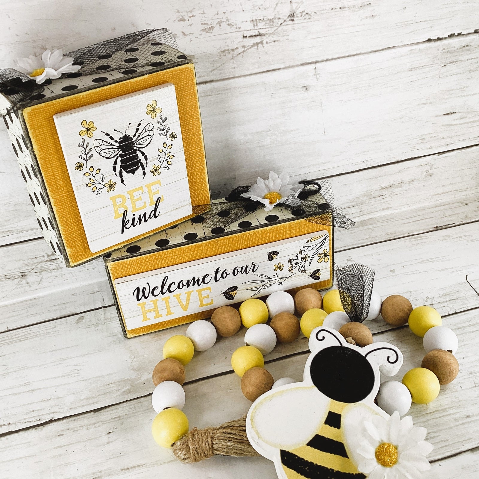 AGD Spring Decor - Summer Bee Theme Tier Tray Decor 3pc Set