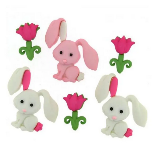 HL Easter Craft Supply - Bunny Love Flatback Button 6pc