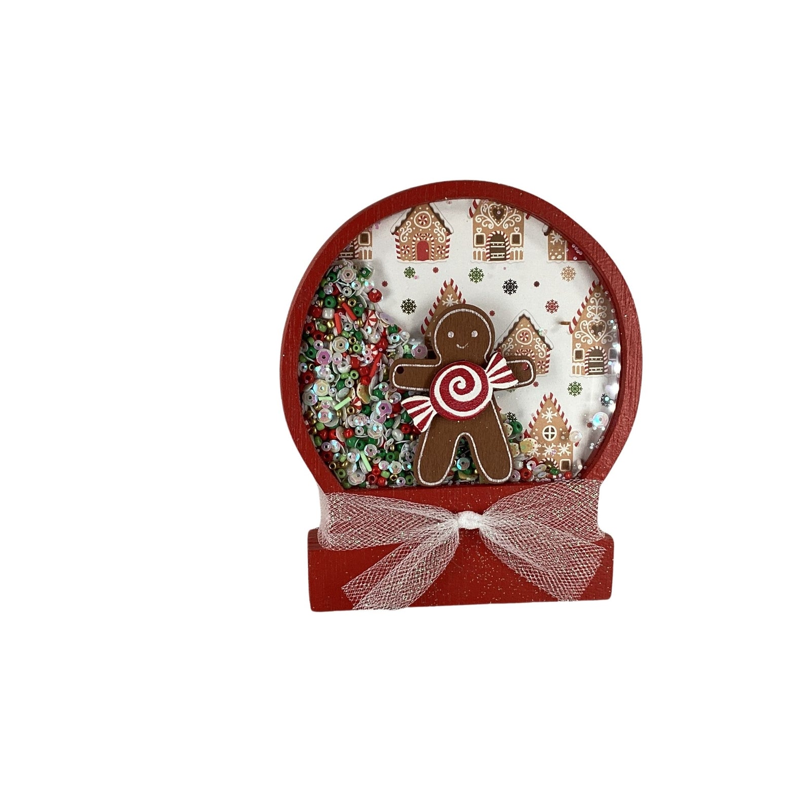 AGD Christmas Decor - Gingerbread Man Dry Snow Globe Wood Shaker