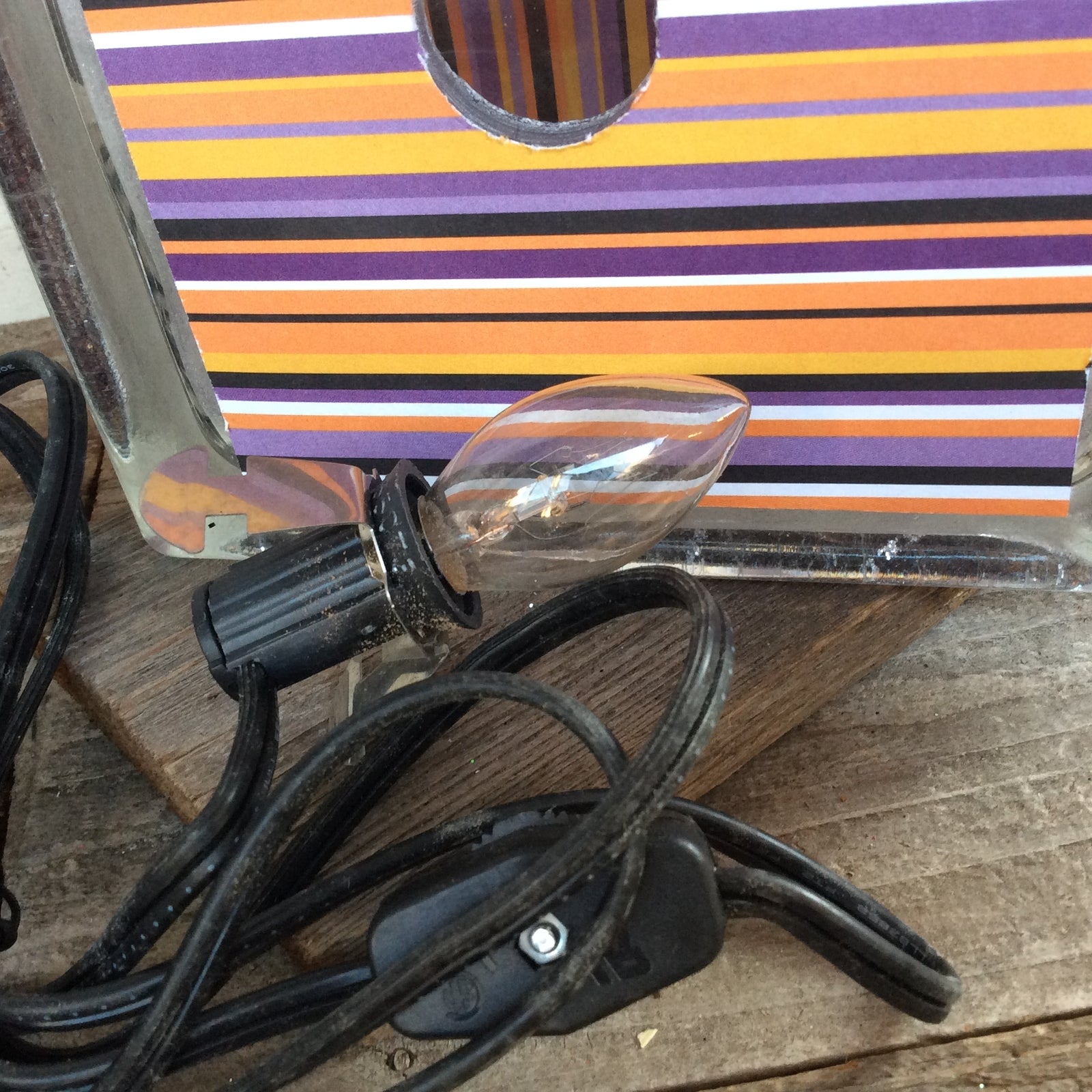 Halloween Decor - Witch Girl Black Cat Lighted Glass Block