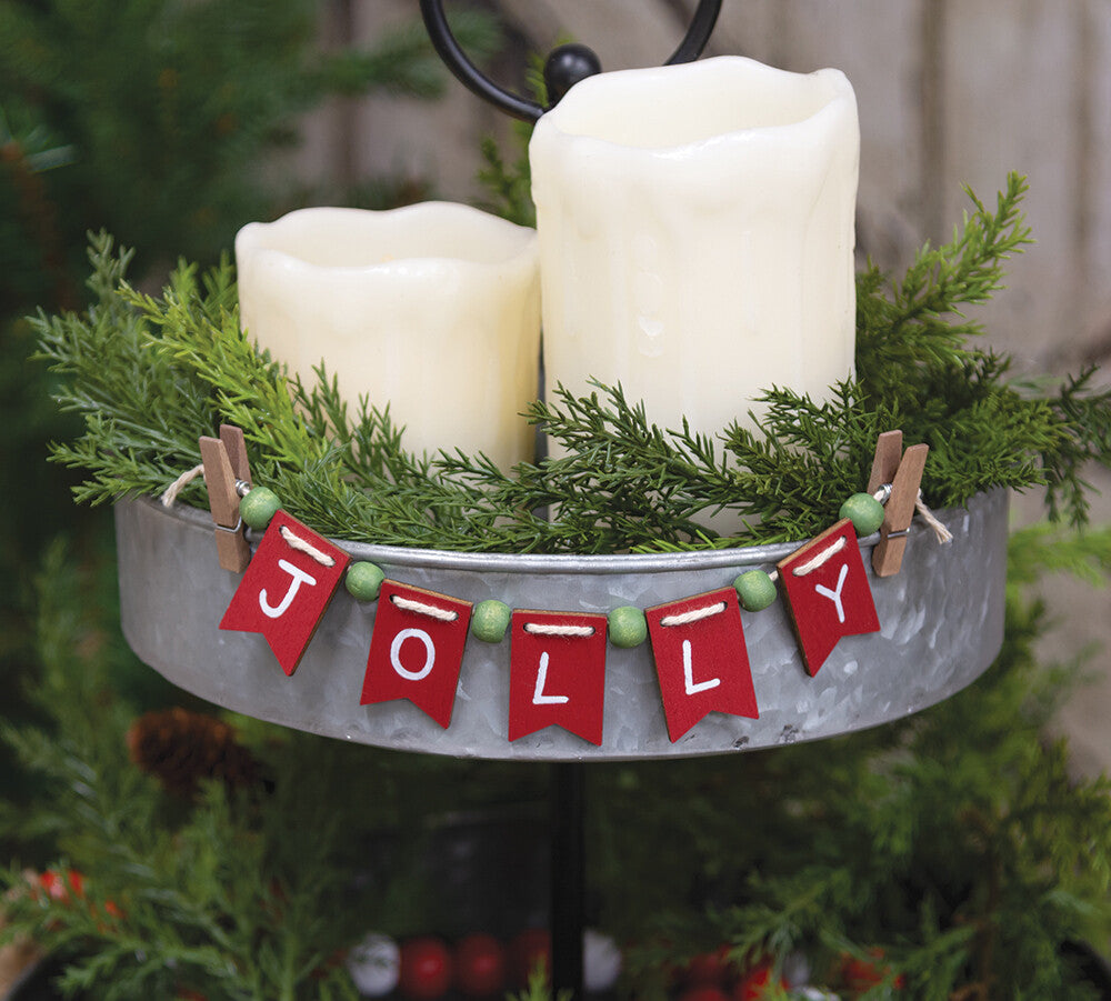 CWI Christmas Decor - Jolly Tier Tray Mini Small Banner Garland Clip