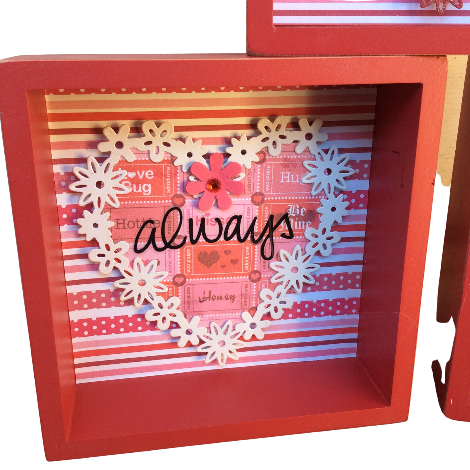 AGD Valentines Decor - Cherish Always Love Collage Box Signs 3pc
