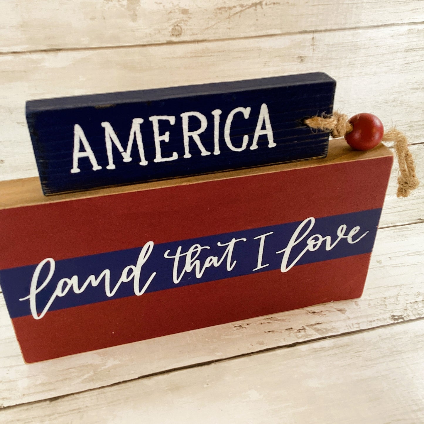 AGD Patriotic Decor - July 4th America Land That I Love Sign 2pc Set