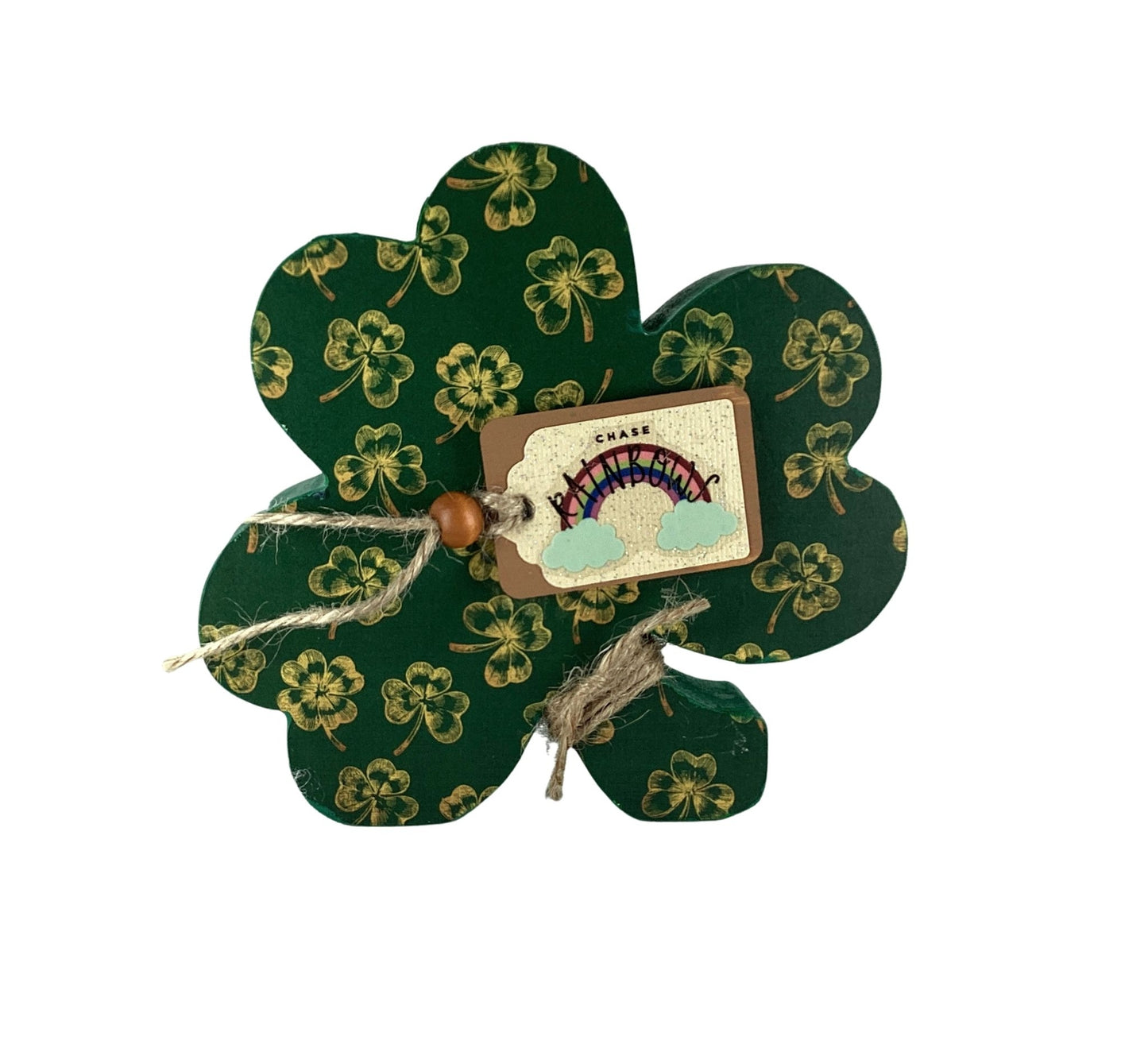 AGD Saint Patrick Decor - Chunky Wood Shamrock Sitter 3pc Set
