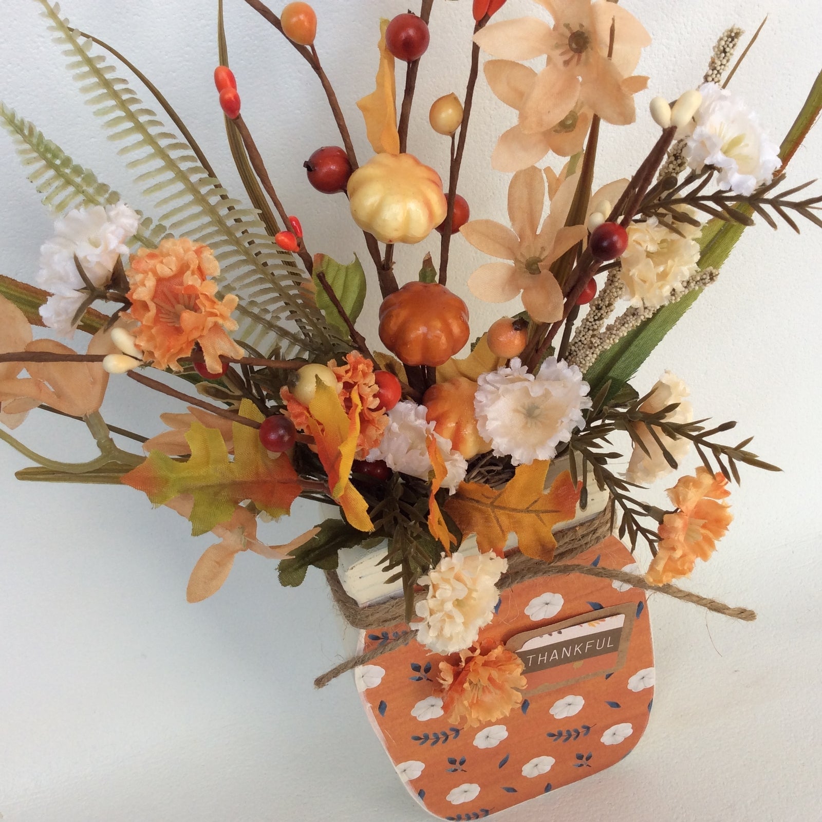 AGD Fall Decor - Thankful Floral Wood Mason Jar Display