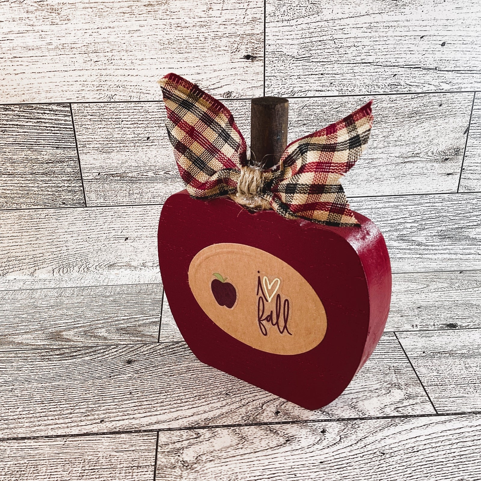 AGD Fall Decor - Chunky Wood Apple and Cider Jar 2pc Set