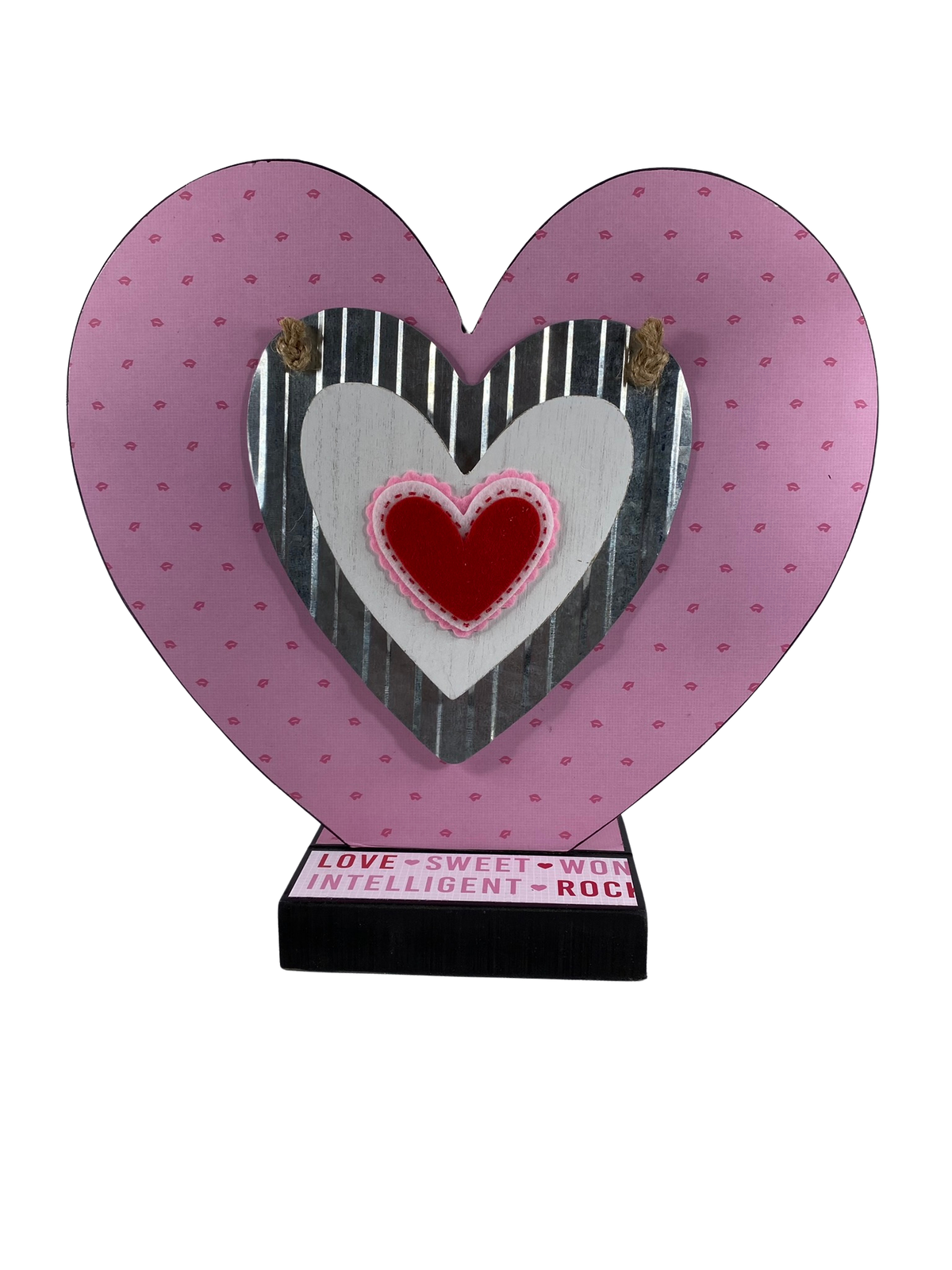 AGD Valentines Decor - Love You Most Double-sided Heart Table Sitter 12inch