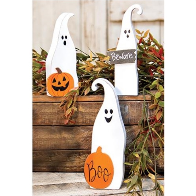 CWI Halloween Decor - Friendly Ghost Chunky Sitters 3pc Set