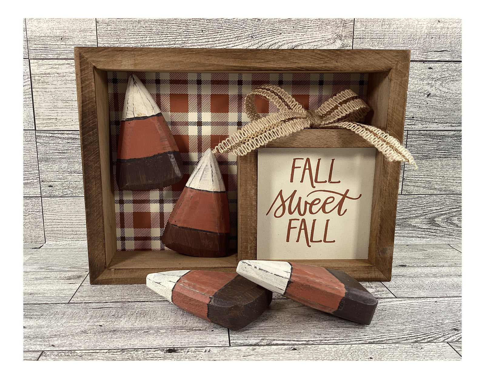 AGD Fall Decor - 3D Candy Corn Fall Is Sweet Wood Inset Shadow Box Sign