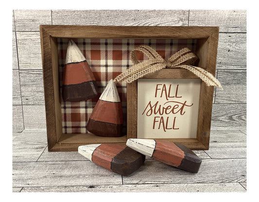 AGD Fall Decor - 3D Candy Corn Fall Is Sweet Wood Inset Shadow Box Sign