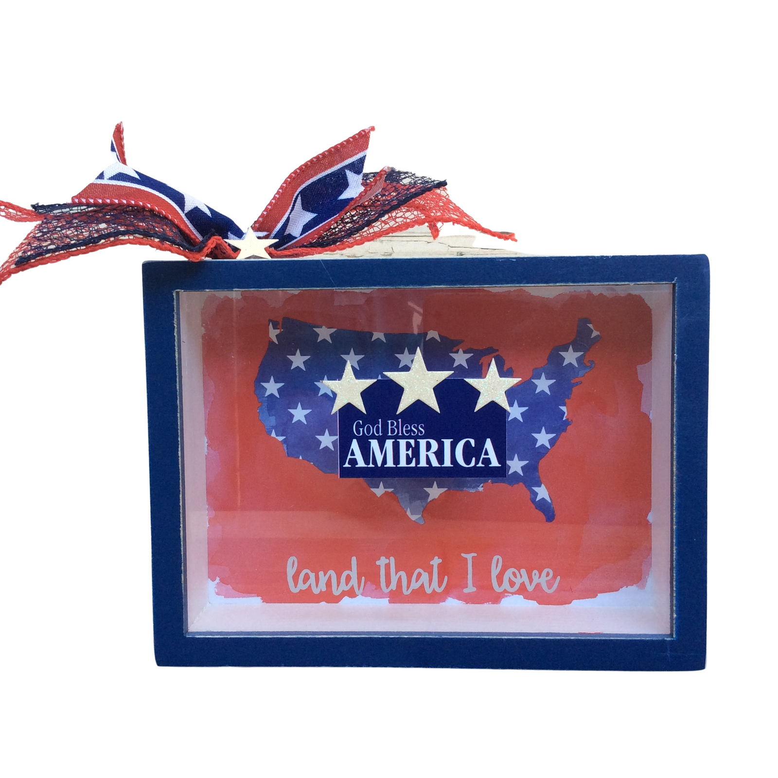 AGD Patriotic Decor - God Bless America Land That I Love Box Sign