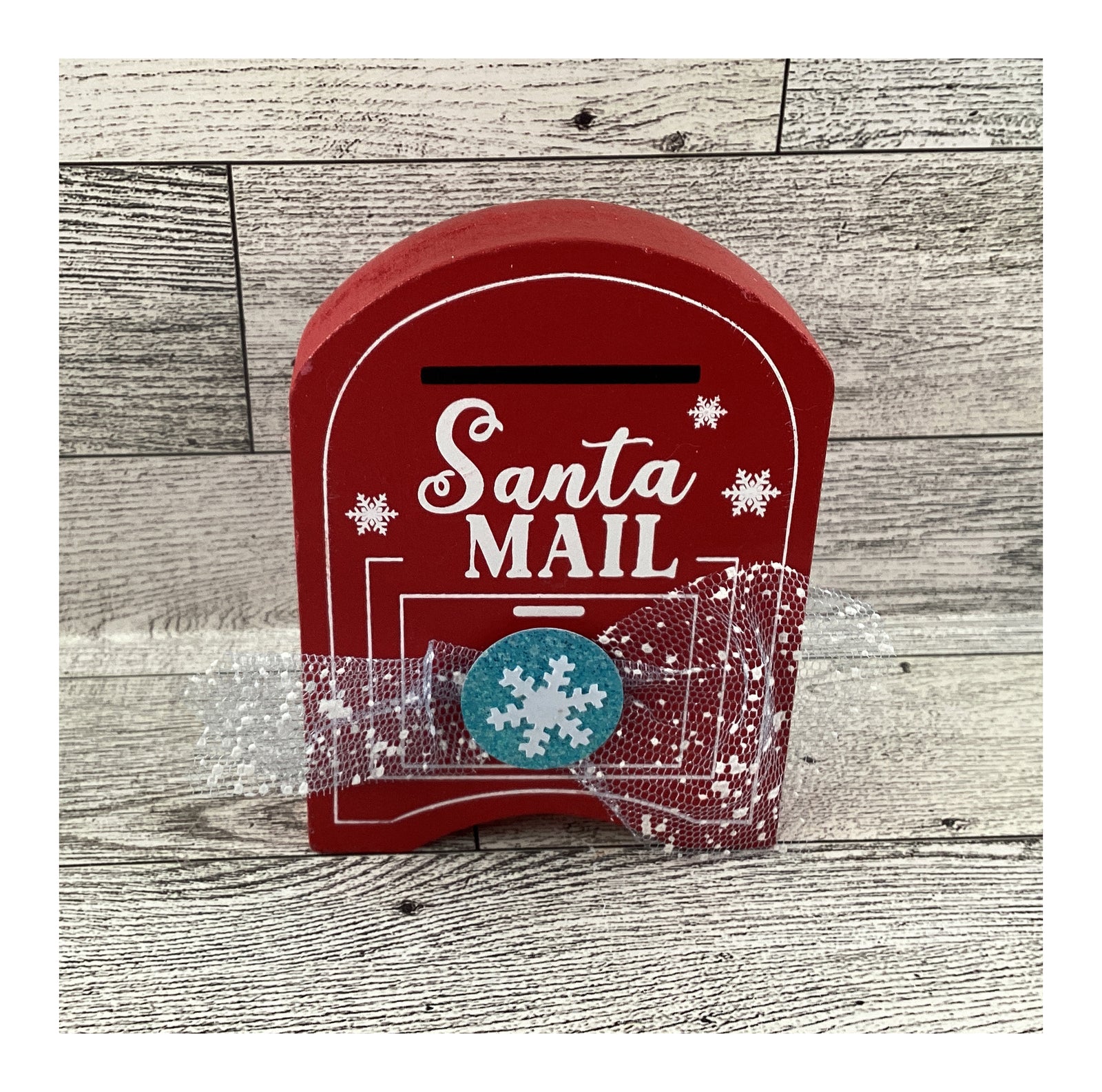 AGD Christmas Decor - Santa Shaker Globe Letter  Mailbox Tier Tray 4pc Set