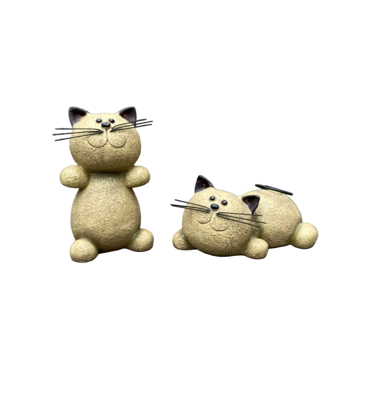 HL Garden Decor - Resin Happy Friendly Kitten Cats Figurines 2pc Set