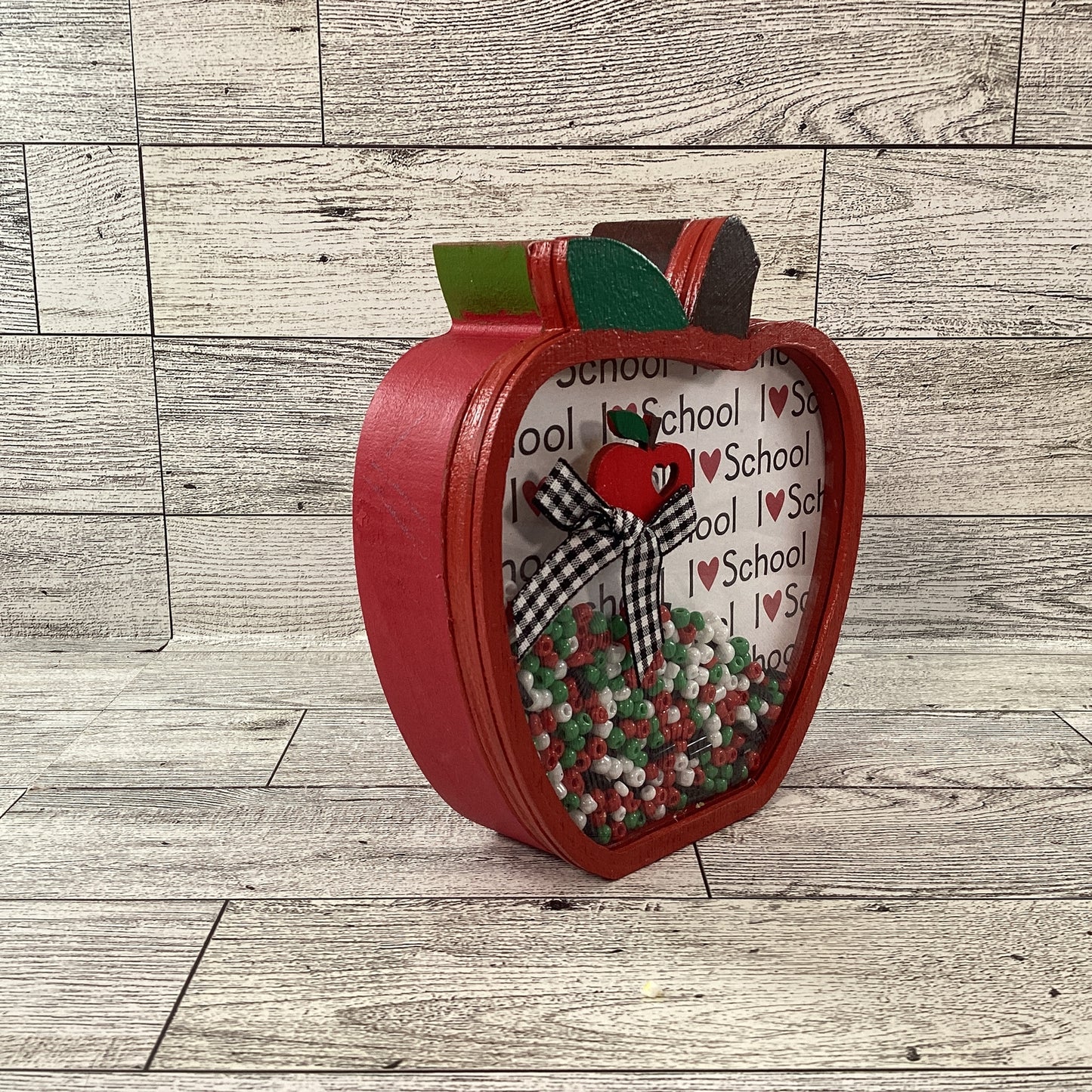 AGD Fall Decor - Teacher I Love School Chunky Wood Shaker Sitter