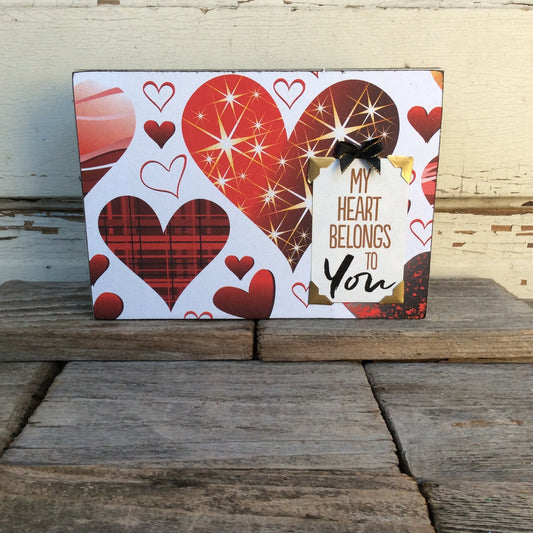 AGD Valentines Decor - My Heart Belongs To You Box Sign
