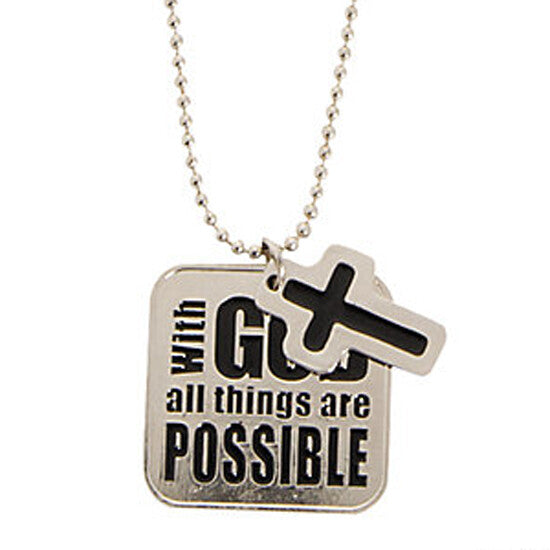 FE-OTC Jewelry - With God All Possible Metal Pendant Necklaces 6pc