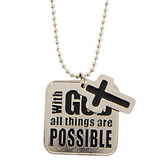 FE-OTC Jewelry - With God All Possible Metal Pendant Necklaces 6pc