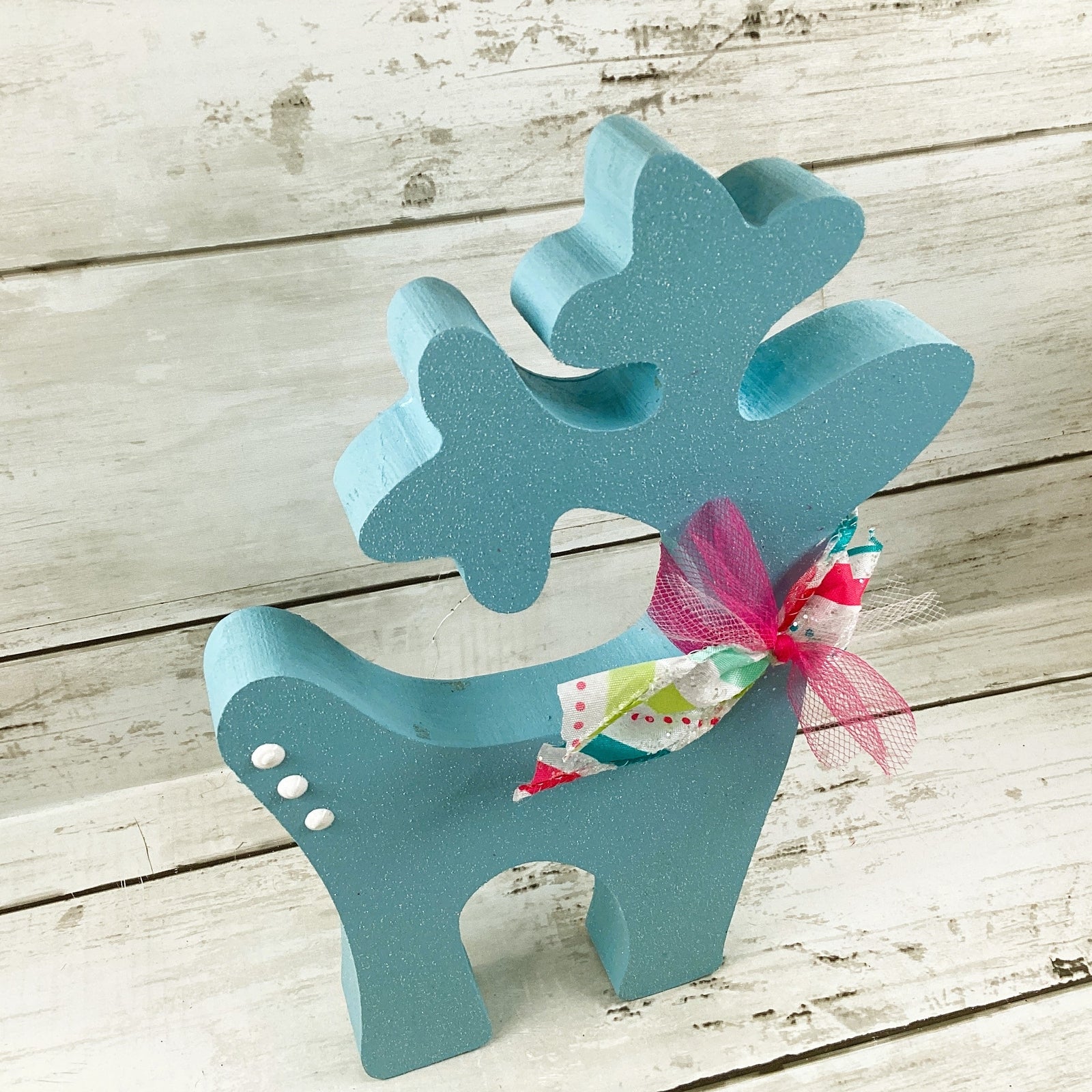 AGD Christmas Decor - Pastel Mid Century North Pole Reindeer Display 2pc