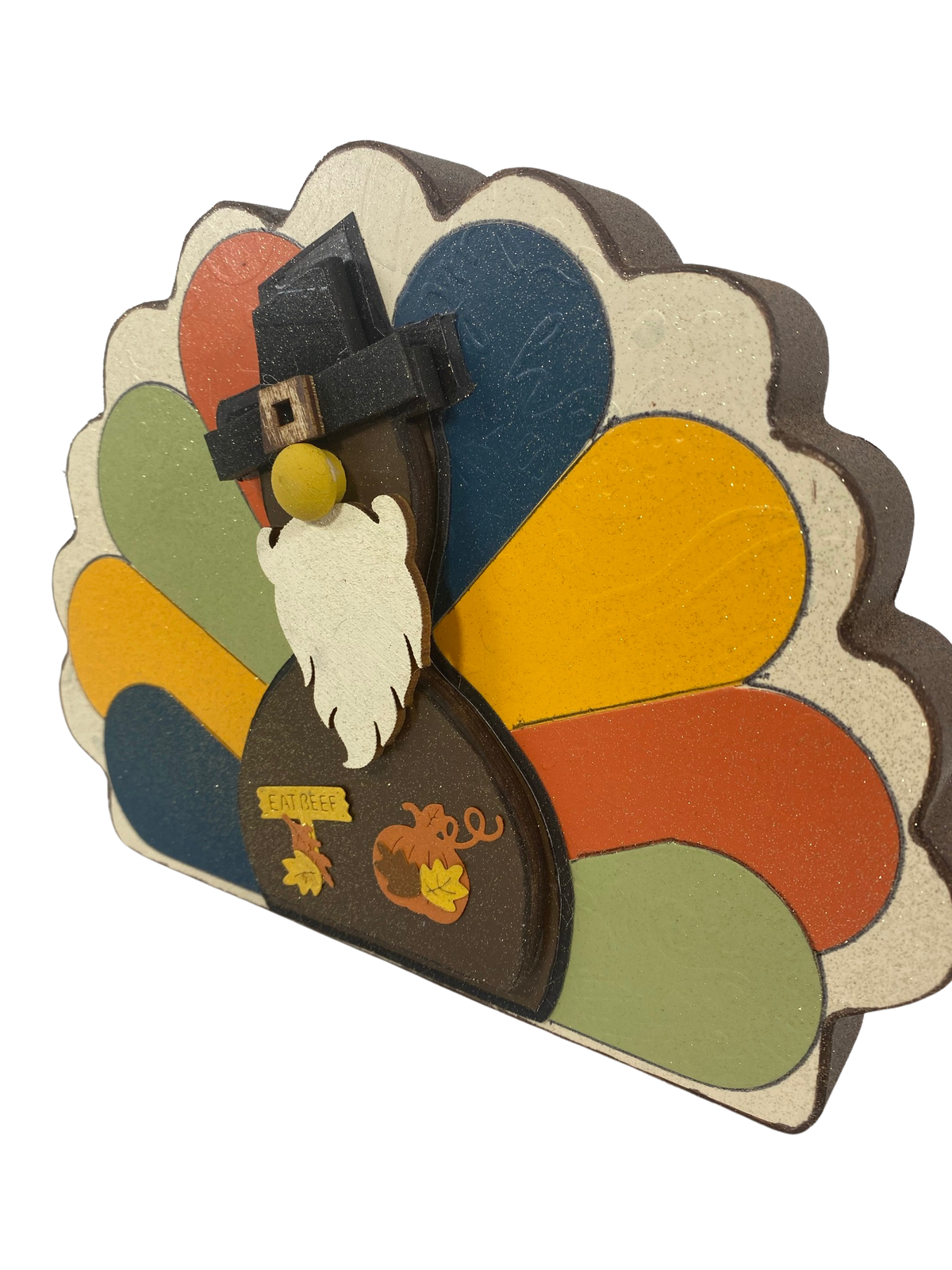 AGD Fall Decor - Reversible Chunky Wood Gnome Turkey Sitter